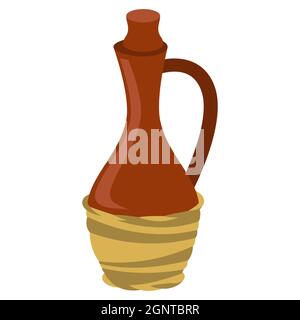 Stylized illustration of wine jug. Image for design or decoration. Stock Vector