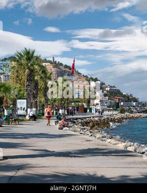 Kusadasi, Aydin, Turkey - August 22, 2021: Kusadasi city by aegean sea. Stock Photo