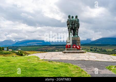 LOCHABER, SCOTLAND - SEPTEMBER 15, 2021: The Commando Memorial is a Category A listed monument dedicated to the men of the original British Commando F Stock Photo