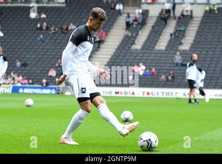 MILTON KEYNES, ENGLAND - SEPTEMBER 25, 2021: Ethan Robsons of Dons pictured ahead of the 2021/22 SkyBet EFL League One matchweek 9 game between MK Dons FC and Wycombe Wanderers FC at Stadium MK. Copyright: Cosmin Iftode/Picstaff Stock Photo