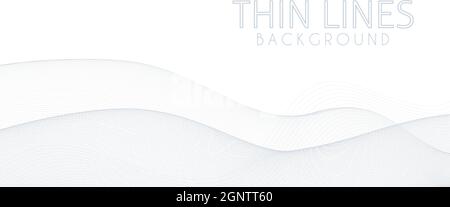 Subtle abstract background of thin gray wavy lines on a white. Minimal vector graphic pattern Stock Vector