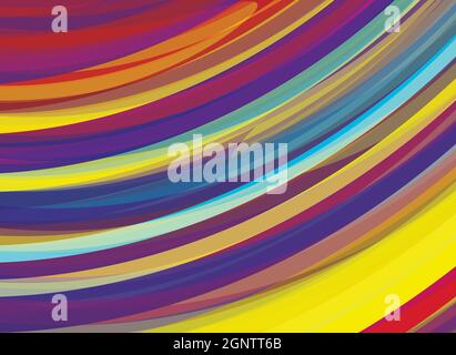 Abstract pattern with curved multicolored stripes. Artistic vector graphic background. CMYK colors Stock Vector