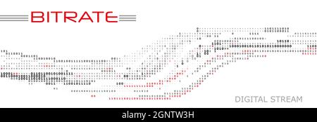 Conceptual image of bitrate, digital stream. Digitally vector graphics with binary code Stock Vector