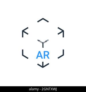 AR reality symbol vector icon. Virtual augmented reality cube screen 3d logo Stock Vector