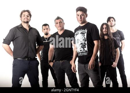 Band portrait with a white background on studio Stock Photo