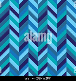 Seamless blue herringbone chevron zig zag pattern background Stock Vector