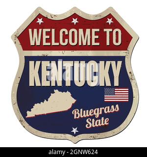 Welcome to Kentucky vintage rusty metal sign on a white background, vector illustration Stock Vector