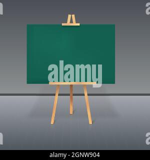 Wooden tripod with a green chalkboard Stock Vector