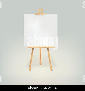 Wooden tripod with a white sheet of paper Stock Vector