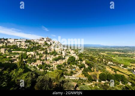 Village of Gordes in Luberon land in France Stock Photo