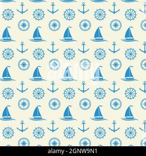 Nautical or marine seamless patterns background, Nautical Pattern Vector Art,icon & Graphics Stock Vector