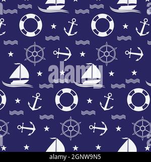 Nautical or marine seamless patterns background, Nautical Pattern Vector Art,icon & Graphics Stock Vector