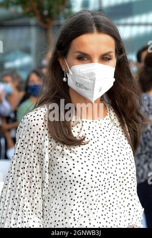 Queen Letizia of Spain attends the inauguration ceremony of the new Botton-Champalimaud Pancreas Cancer Center on September 27, 2021 in Lisbon, Portugal. The new Botton-Champalimaud Pancreas Cancer Center is a unique unit in the world whose mission is scientific research and treatment of a disease that threatens to become, within two decades, the second cause of death from cancer in Europe and the USA. Photo by Archie Andrews/ABACAPRESS.COM Stock Photo