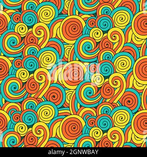 Seamless pattern with curly wave spiral elements for textile design and accessories.  Stock Vector