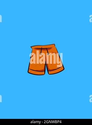 Illustration of short pant on commercial blue background, vector illustration Stock Photo