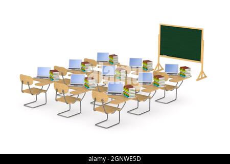 classroom on white background. Isolated 3D illustration Stock Photo