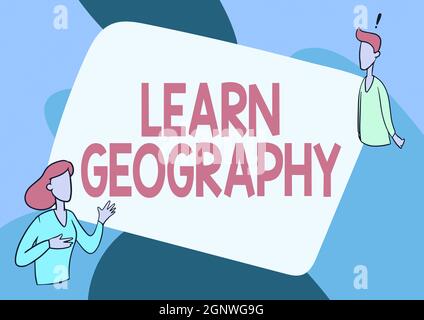 Conceptual caption Learn Geography. Business idea study of physical features of earth and its atmosphere Lady Illustration Having Exploratory Stock Photo