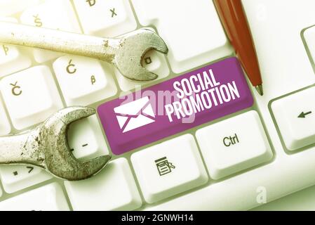 Writing displaying text Social Promotion. Business approach advancing students to the next grade to be with their peers Typing And Publishing Stock Photo