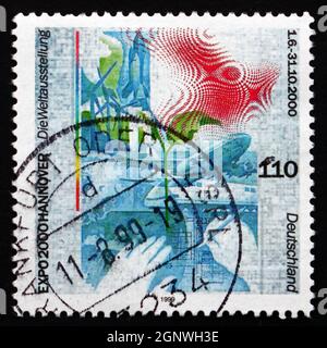 GERMANY - CIRCA 1999: a stamp printed in the Germany shows Expo 2000, Hannover, circa 1999 Stock Photo