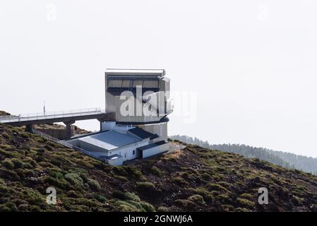 El Paso, Spain - August 14, 2021: Roque De Los Muchachos Astronomical Observatory, La Palma, Canary Islands. Nazionale Galileo Telescope Stock Photo