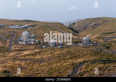 El Paso, Spain - August 14, 2021: Roque De Los Muchachos Astronomical Observatory, La Palma, Canary Islands. MAGIC Telescopes, Major Atmospheric Gamma Stock Photo