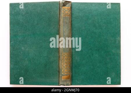 green hardback book close up isolated on white background mockup Stock Photo