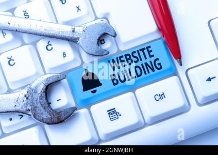 Text sign showing Website Building. Conceptual photo tools that ...