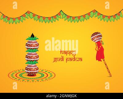 Gudi Padwa Marathi Festival Background Stock Vector