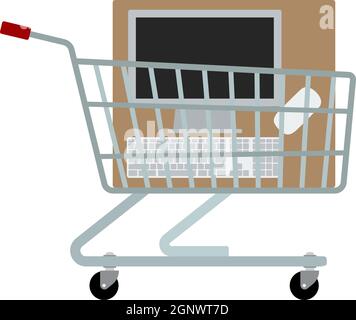 Shopping Cart With PC Icon Stock Vector