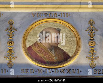 Pope Victor III, born Dauferio, was Pope from 24 May 1086 to his death in 1087, basilica of Saint Paul Outside the Walls, Rome, Italy Stock Photo