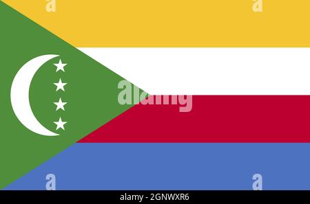 Comoros national flag in exact proportions - Vector illustration Stock Photo