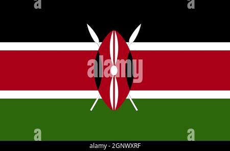 Kenya national flag in exact proportions - Vector illustration Stock Photo