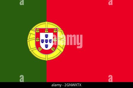 Portugal national flag in exact proportions - Vector illustration Stock Photo