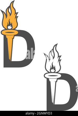 Letter D icon logo combined with torch icon design Stock Vector