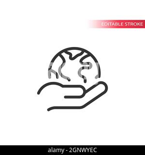 Human hand with planet earth globe with continents Stock Vector