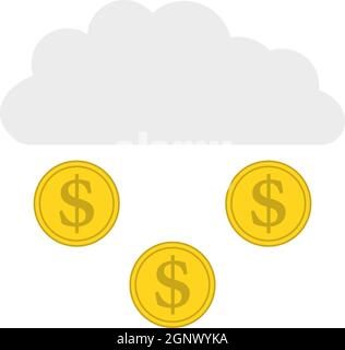 Coins Falling From Cloud Icon Stock Vector
