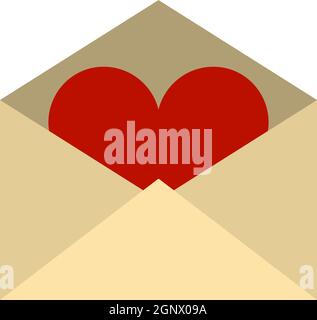 Valentine Envelop With Heart Icon Stock Vector