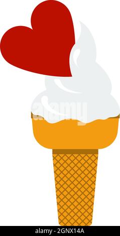 Valentine Icecream With Heart Icon Stock Vector