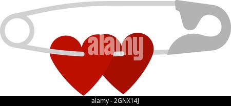 Two Valentines Heart With Pin Icon Stock Vector