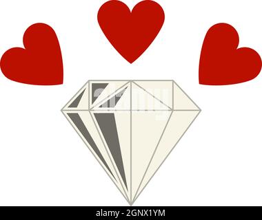 Diamond With Hearts Icon Stock Vector