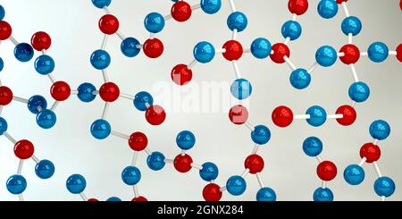 Molecules Background in Blue and Red as a Science Concept Stock Photo