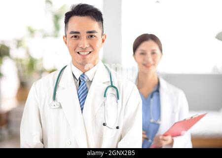 two doctors standing  in Hospital Stock Photo