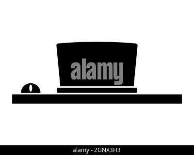 Freelance work icon. Black symbol of computer monitor and mouse. Freelancer workplace pictogram design. Concept of home office. Vector illustration isolated on white background. Stock Vector