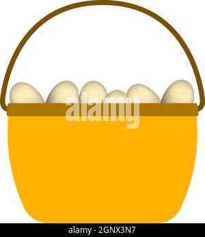 Easter Basket With Eggs Icon Stock Vector