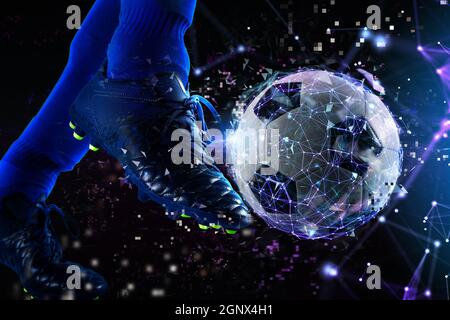 Internet live streaming of a soccer match Stock Photo
