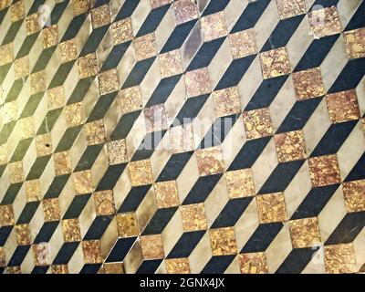 The pattern is black and white diamonds on the floor. marble tiles. Stock Photo