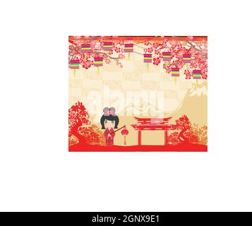 Mid-Autumn Festival for Chinese New Year - card Stock Vector