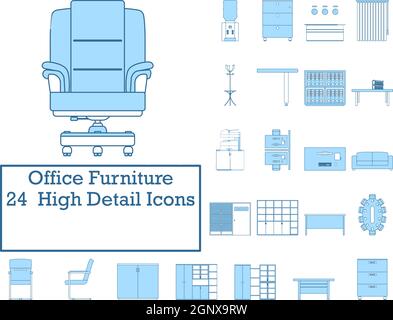 Office Furniture Icon Set Stock Vector