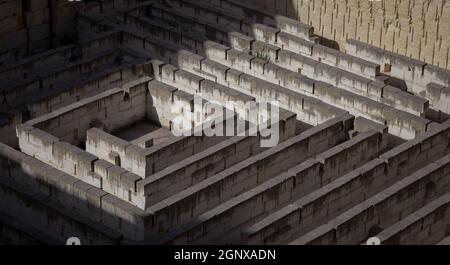 Labyrinth made of stone: conceptual for question, freedom and journey Stock Photo