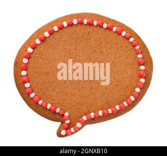 Christmas gingerbread speech cloud cookie isolated on white background Stock Photo